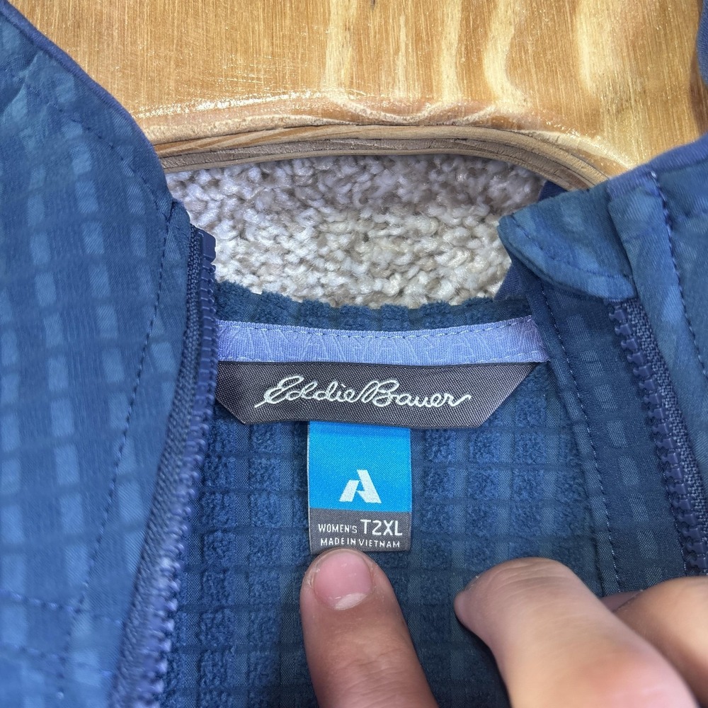 Eddie Bauer Jacket Womens T2XL Blue Hooded Lightweight Windbreaker Zip Pockets - Picture 3 of 8